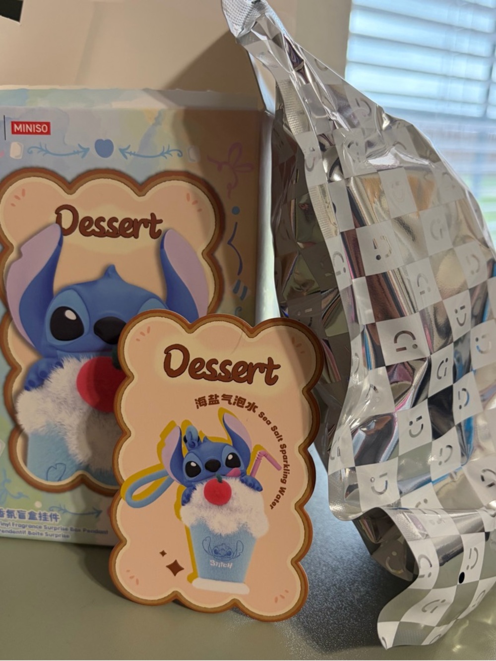 MINISO Stitch Dessert Plush Keychain - Sea Salt Sparkling Water
